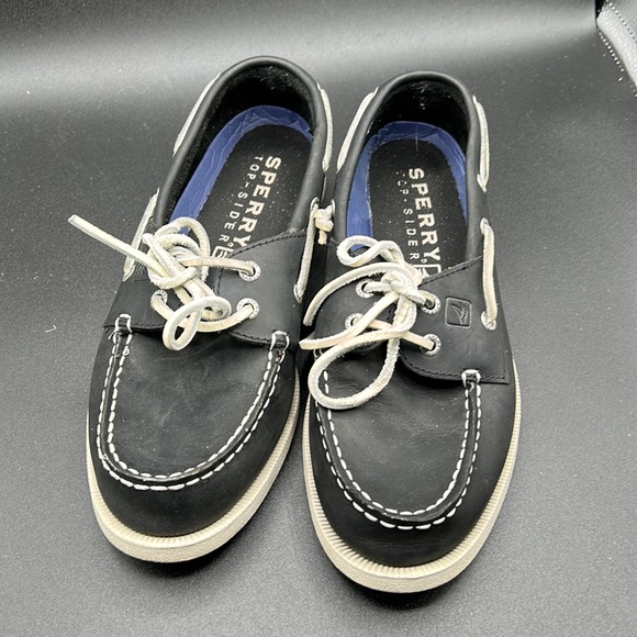 Men's Pre Loved Sperry Top Siders, Navy Leather, SZ 8M - Picture 2 of 12